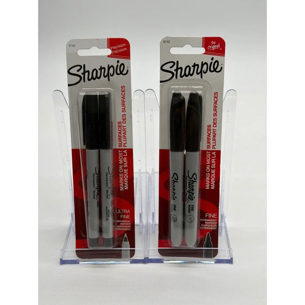 Sharpie Permanent Markers Black 4 Pack Ultra Fine and Fine Point 37161 30162